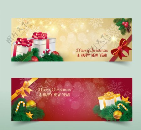 圣诞礼盒banner矢量素材