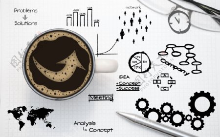 咖啡与信息图表图片