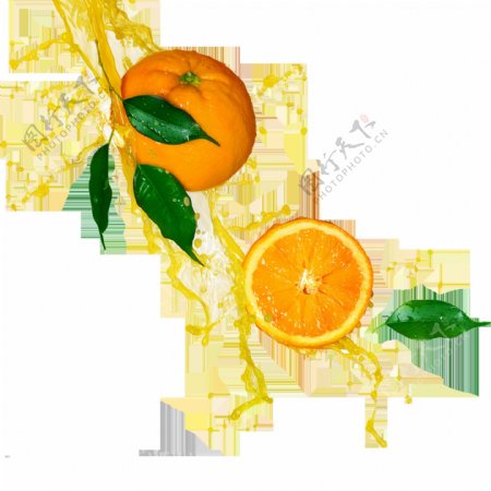 橙子飞溅的橙汁素材