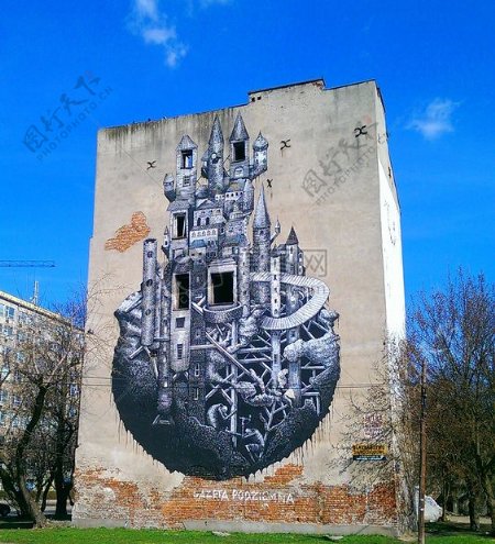 华沙壁画主题街头艺术