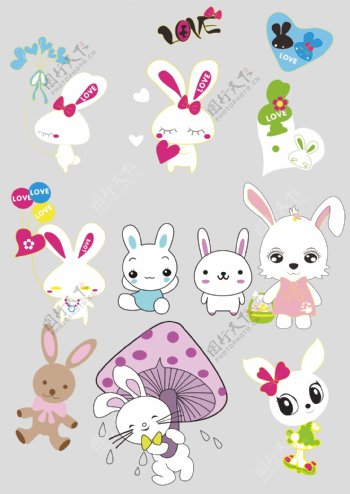 卡通兔子可爱兔子可爱动物