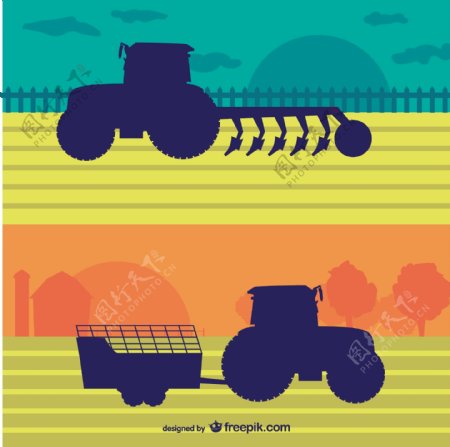农业拖拉机在农场