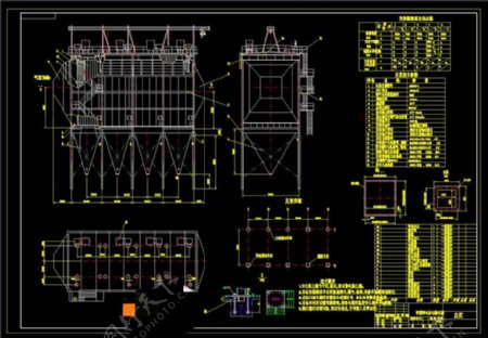 单室四电场电除尘器CAD机械图纸