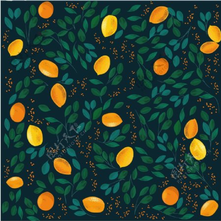 柠檬树布艺壁纸图