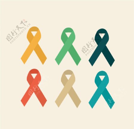 彩色丝带艾滋病标志设计矢量素材