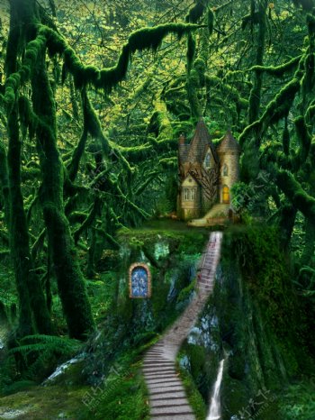 森林城堡合成图图片