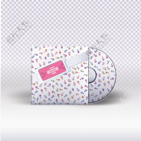 彩色装饰图案音乐光盘包装背景