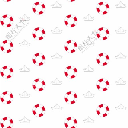 红色白色游泳圈装饰图案背景