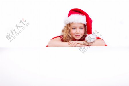 圣诞帽小女孩图片