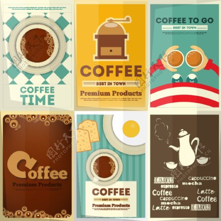 6款复古咖啡海报矢量素材