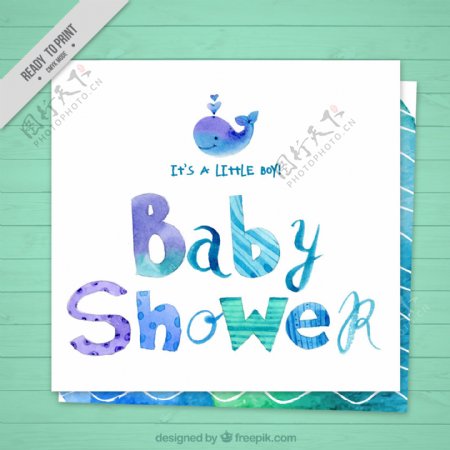 手绘婴儿淋浴卡