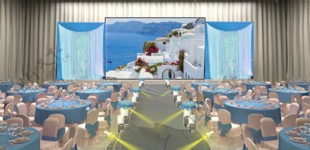 蓝色海洋主题婚礼舞台