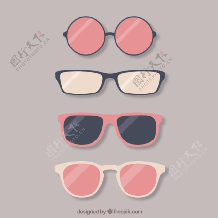 4款时尚眼镜设计矢量素材