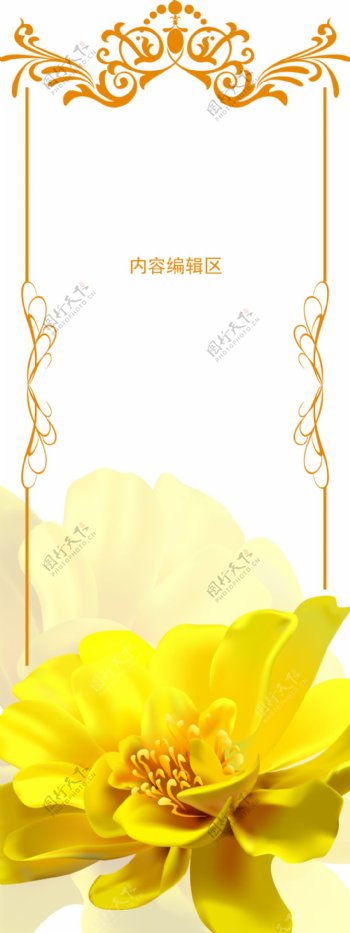 精美黄色花儿展架设计模板素材画面设计海报
