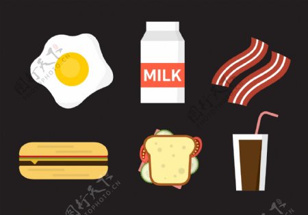 扁平早餐食物图标