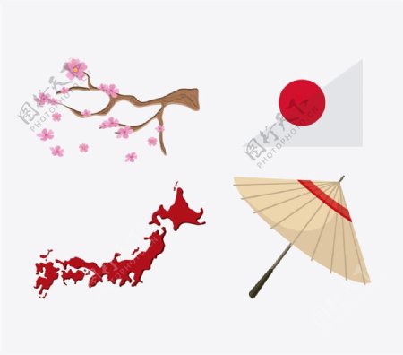 树枝和雨伞国旗图片