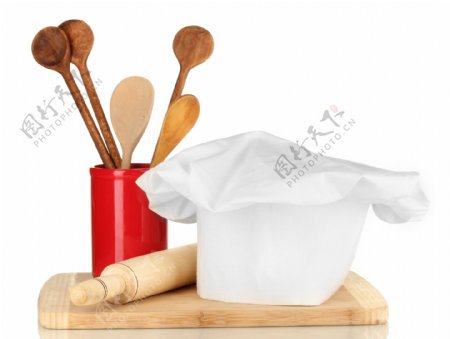 木勺擀面杖与厨师帽子