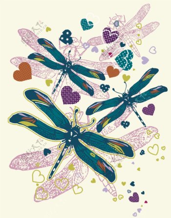 女童蜻蜓印花图案