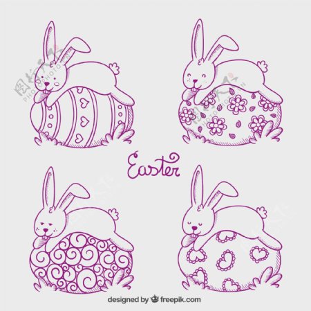 手绘彩蛋和兔子
