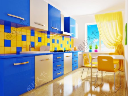 彩色厨房设计图片