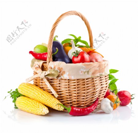 篮子与各种蔬菜图片