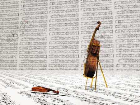 音谱与小提琴素材图片