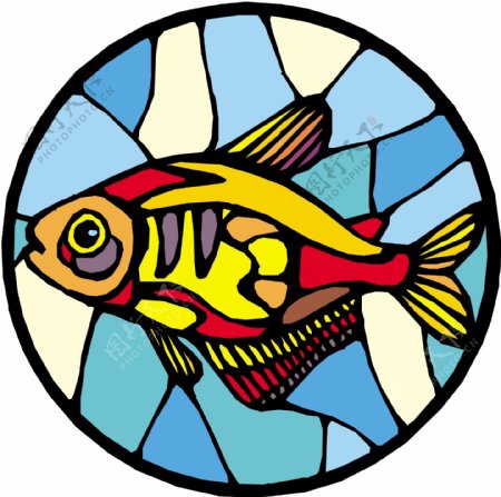 五彩小鱼水生动物矢量素材EPS格式0524