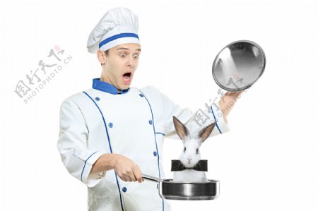 端着锅的厨师图片