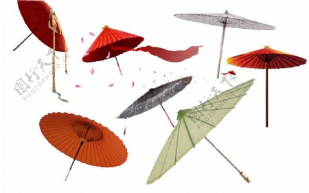 唯美中国古风纸伞矢量图