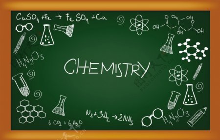 黑板上的手绘化学图标