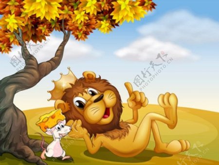可爱的狮子与大自然背景图