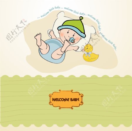 婴儿和鸭宝宝洗澡卡