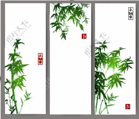 3款绿色竹子banner矢量素材