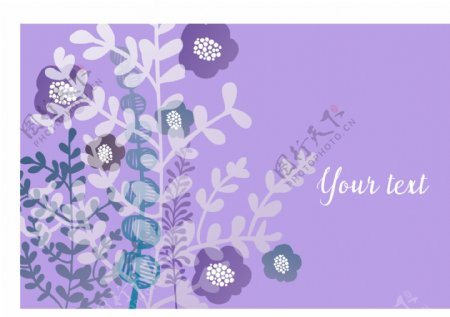 紫色唯美手绘花卉背景素材