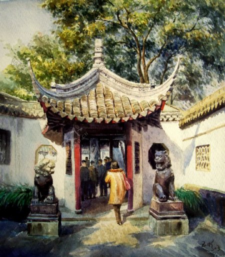 中国古典公园大门图片
