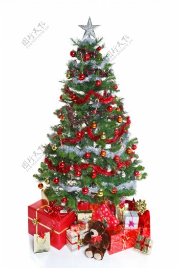 圣诞礼品与圣诞树图片