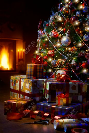 圣诞树与礼盒图片
