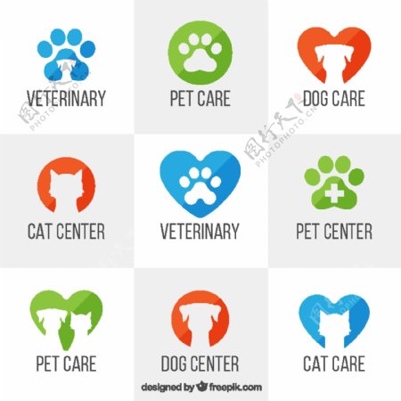 9个精美宠物医院logo设计矢量素材.