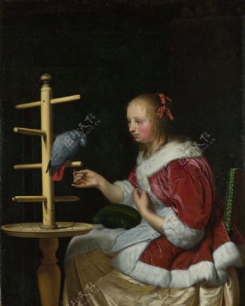 女与鸟油画图片