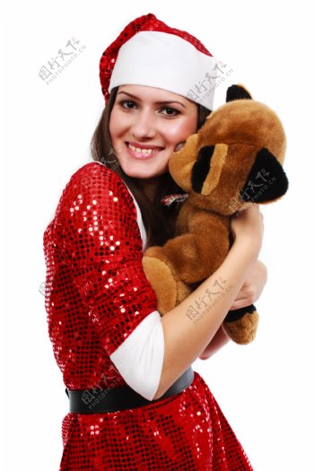 抱着小熊的性感美女图片