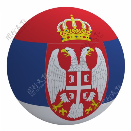 塞尔维亚国旗上的球孤立在白色
