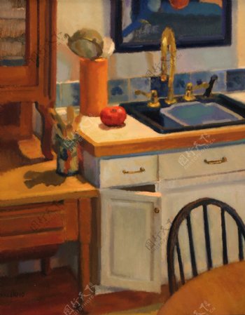 厨房静物油画写生图片