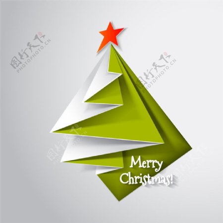 绿色折纸圣诞树图片