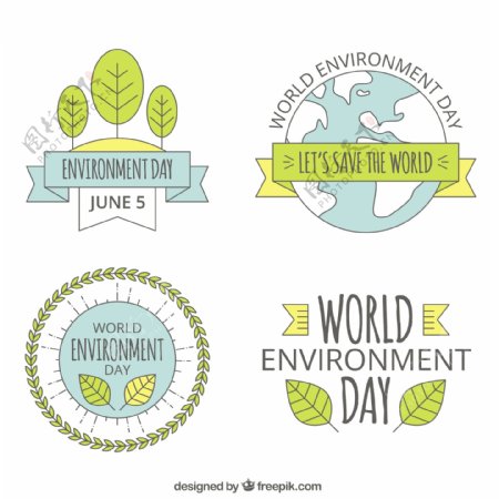 世界环境日不同设计标签矢量素材