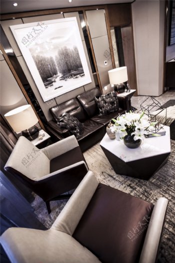 现代时尚客厅茶几沙发设计图