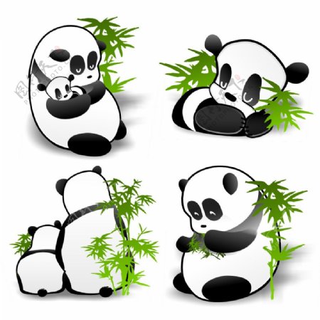 中国的熊猫和竹子PNG图标