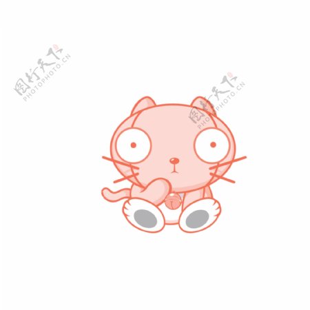 创意手绘粉红色宠物猫