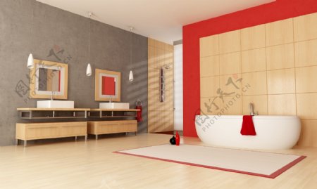 红色风格浴室装修设计图片
