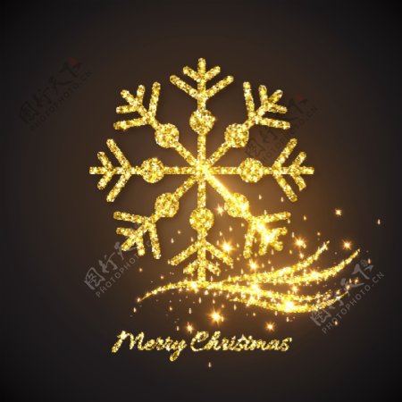 金色雪花黑色圣诞节矢量背景装饰素材