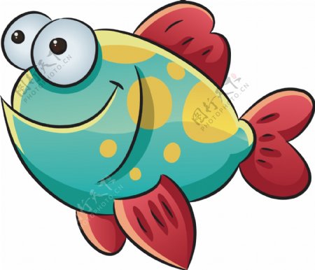 卡通矢量可爱大眼小鱼商业装饰图案设计元素